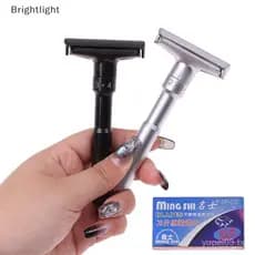 [Homens Barbeador De Borda Dupla Ajustável Barbear Clássico De Segurança Com Lâminas De 5 Pcs [BR]