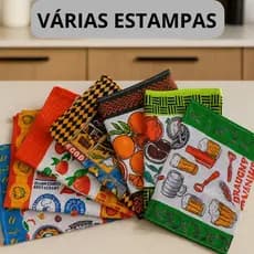 Kit Pano de Prato Copa Felpudo Atoalhado Para Pia Louça Estampado Algodão Estampado