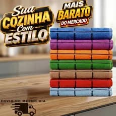 Kit Toalha de Copa Atoalhado Felpudo Xadrez 100% Algodão Cozinha