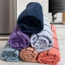 Kit Toalha Pano De Copa Atoalhado Xadrez Macio Cozinha Grande Absorção
