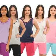 Pijama Pescador Regata Feminino com 2 Botões Confortável