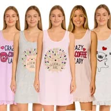 Pijama Feminino Camisola Regata Estampada Confortável Verão Roupa de Dormir