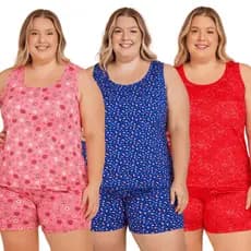 Plus Size Pijama Baby Doll Suede Feminino Estampado, Conforto e Estilo para Dormir