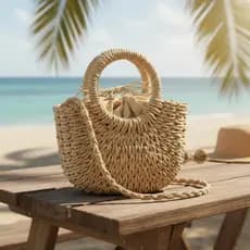 Bolsa Moda Feminina Palha Mensageiro Praia piscina Clube Viagem  11259-3 (Pequena)