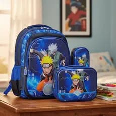 KIT 3 EM 1 MOCHILA inspiração Desenhos de Menino variados com relevo 3D + Lancheira Térmica + Estojo