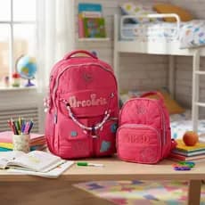 Kit Mochila + Lancheira Térmica Escola Cores Vivas - ACOMPANHA chaveiro