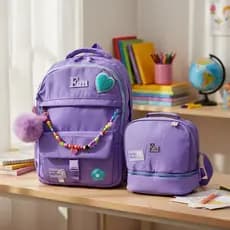 Kit De Mochila Com Lancheira Térmica Cores Vivas + Chaveiros