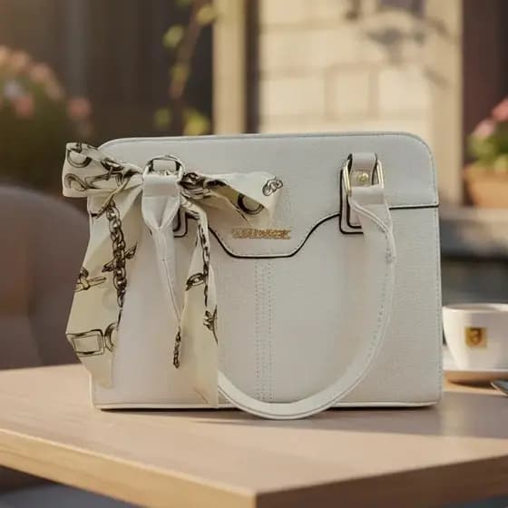Bolsa Feminina Pequena Em Couro Sintético acompanha Lenço de amarrar