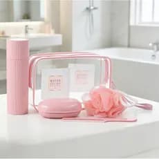 Kit 5 Peças para Viagem – Bolsa Organizadora com Porta Escova, Pente, Saboneteira e Ducha