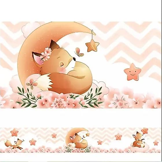 Faixas decorativas - Tema Raposinha dormindo - Delicado -Luxo - Fundo claro - Disponível em diversa