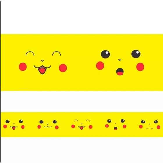 Faixa decorativa - Tema Picachu - Pokémon - Rostos - Disponível em diversas opções de tamanho pra su