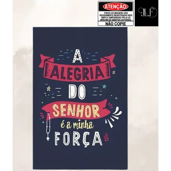 Quadro decorativo 1 peça Tema A alegria do Senhor é a minha força - Religioso - Fundo escuro - Dispo