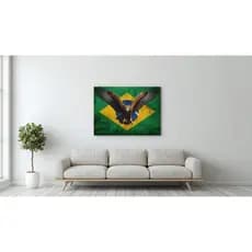Quadros decorativos 1 peça - Tema Gavião voando - Bandeira do Brasil no fundo - Arte original - disp
