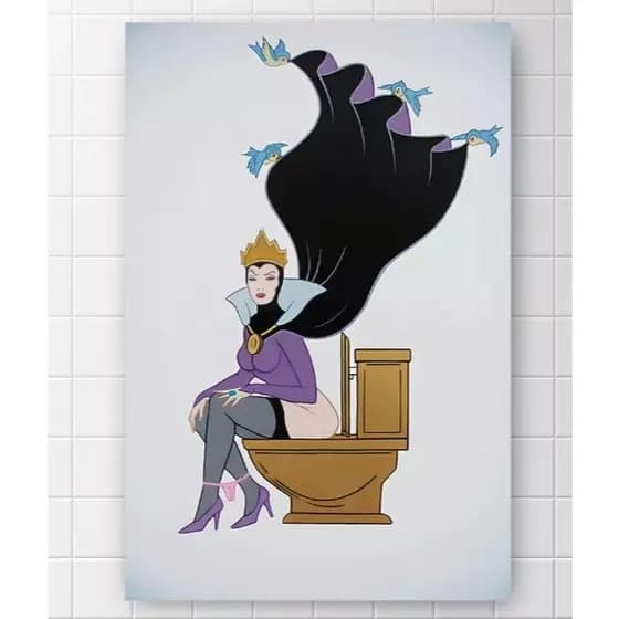 Quadros decorativos 1 peça Tema Banheiro Rainha Má - Humor - Arte disponível em diversas opções de t