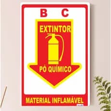 Quadro decorativo 1 peça Tema Extintor AB- Material inflamável - Aviso - Sinalização - Arte disponív