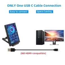 Tela Secundária 3,5 Polegadas, IPS Tipo-C Display USB, CPU, GPU, RAM, Monitor HDD com Suporte