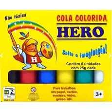 Cola Colorida 6 Cores Tinta Escolar Lavável - Kit