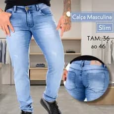 Calça Jeans Masculina Slim com Elastano 36 ao 46