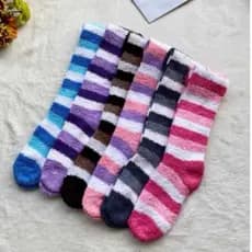 kit 6 Pares de Meias Longa De Lã Felpuda Grossa Unissex Para Frio Quente De Outono E Inverno Térmica