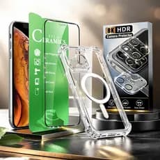 Kit 3 em 1 iphone 17 Película Cerâmica 9D + Película Câmera 8K + Capa Transparente Magnética iphone 17 17 pro 17 pro max