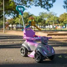Quadriciclo Infantil Menina Rosa- Baby Spider Dog Azul Com Apoio Retratil-Haste Guia -Colorido