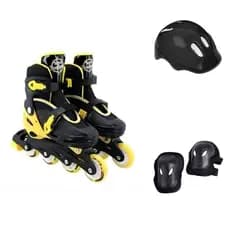 Patins Infantil com Kit de Proteção Completo - Preto, Violeta e Rosa
