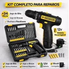 Kit Ferramentas Startoles Completo 200 Peças +Furadeira e Parafusadeira  a Bateria 12V