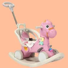 Cavalinho Rosa Empurrador Balanço Brinquedo Infantil Móvel Diversão