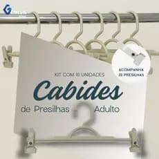 Kit 10 Unidades 20 Presilhas Cabides Adulto Branco Resistente Para Roupas Calças Saias Shorts