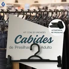 Kit Cabides Saia Calça Shorts 50 Peças + 100 Presilhas Preto Adulto Reforçado Guarda Roupas