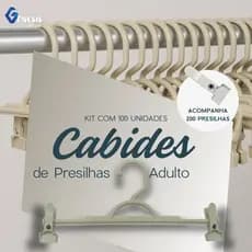 Kit Cabide Adulto 100 Unidades 200 Presilhas Branco Organizar Roupas Loja Closet Arara
