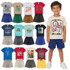 Kit Conjunto Infantil Masculino Estiloso Sortido do 1 ao 10 Kit com 4, 6, 8 ou 10 Peças