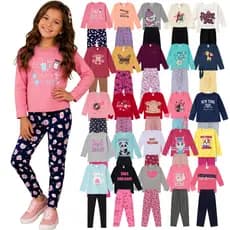 Kit 4 Peças Conjunto Meia Estação Menina do Tamanho 1 a 10 Anos | Blusa + Calça Legging Infantil |Roupa Infantil Inverno