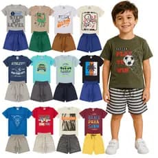 Kit Conjunto Infantil Menino 1 a 10 anos Sortidos | Roupa para Escola