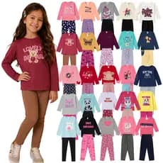 Kit 6 Peças Conjunto Meia Estação Menina do Tamanho 1 a 10 Anos | Blusa + Calça Legging Infantil |Roupa Infantil Inverno