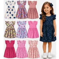 Kit Vestido Infantil Menina com até 6 Peças – Tamanhos 1 a 10 Anos - Vestido Infantil com e sem Manguinha (Sortido)