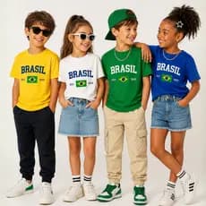 Camiseta Infantil Copa do Mundo Brasil Unissex do Tamanho 2 ao 10 Sortido | Roupa Infantil do Brasil