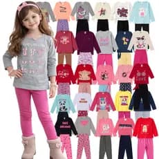 Kit 8 Peças Conjunto Meia Estação Menina do Tamanho 1 a 10 Anos | Blusa + Calça Legging Infantil |Roupa Infantil Inverno