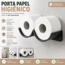 Suporte Duplo para Papel Higiênico Sem Furo - Porta Rolo Banheiro Moderno com Adesivo 3M