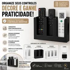 Suporte para Controle Remoto de Parede Organizador TV e Ar Condicionado 1 2 ou 3 Baias