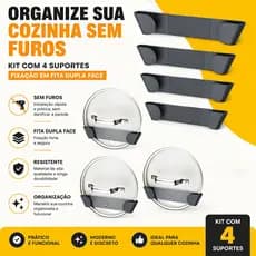 Kit Suporte para Tampa de Panela de Parede - Organizador de Cozinha Moderno - Porta Tampas Universal
