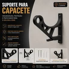 Suporte para Pendurar Capacete com Acessório porta Chave fixado na Parede com buchas e parafusos