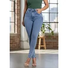 Calça Jeans Feminina Forma Pequena Shopee Skinny Cintura Alta com Elastano Levanta Bumbum Premium com Lycra