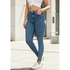 Calça Jeans Feminina Forma Pequena Shopee Skinny Cintura Alta Levanta Bumbum Modela Corpo Confortável com Lycra