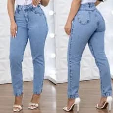 Calça Jeans Feminina Mom Marmorizada Sem Lycra Cintura Alta Lisa Trabalho Premium Shopee Elegante