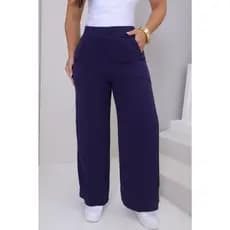 Calça Pantalona Feminina Tecido Duna Cintura Alta com Bolsos Elegante Confortável