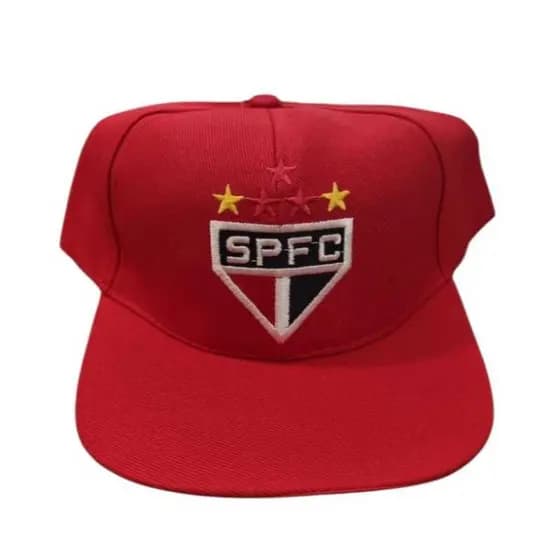 Boné Adulto Aba Reta Time Cores Vermelho, Preto, Branco, Chapéu Bordado
