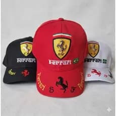 Boné Infantil Ferrari Bordado Aba Curva Ajustável - Pronta Entrega