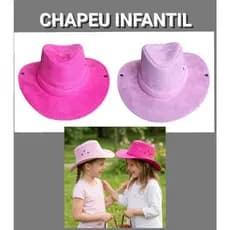 Chapéu Infantil Country Cowgirl Pink ou Rosa  Camurça Sertanejo Festa Junina