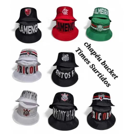 Chapéu Bucket Cores Diversos, Chapéu Times Variados, Chapéu Unissex